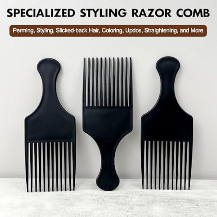 Zoolinn 3PCS Afro Hair Pick Comb - Black, Durable Wide Tooth for Detangling and Styling, for Men & Women - Image 2